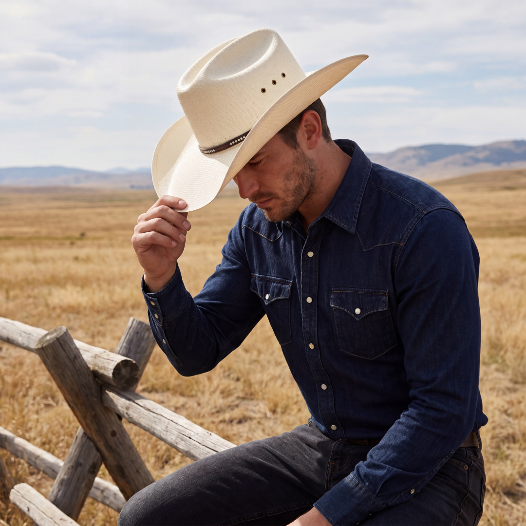Straw Cattleman Crown Western Cowboy Hat