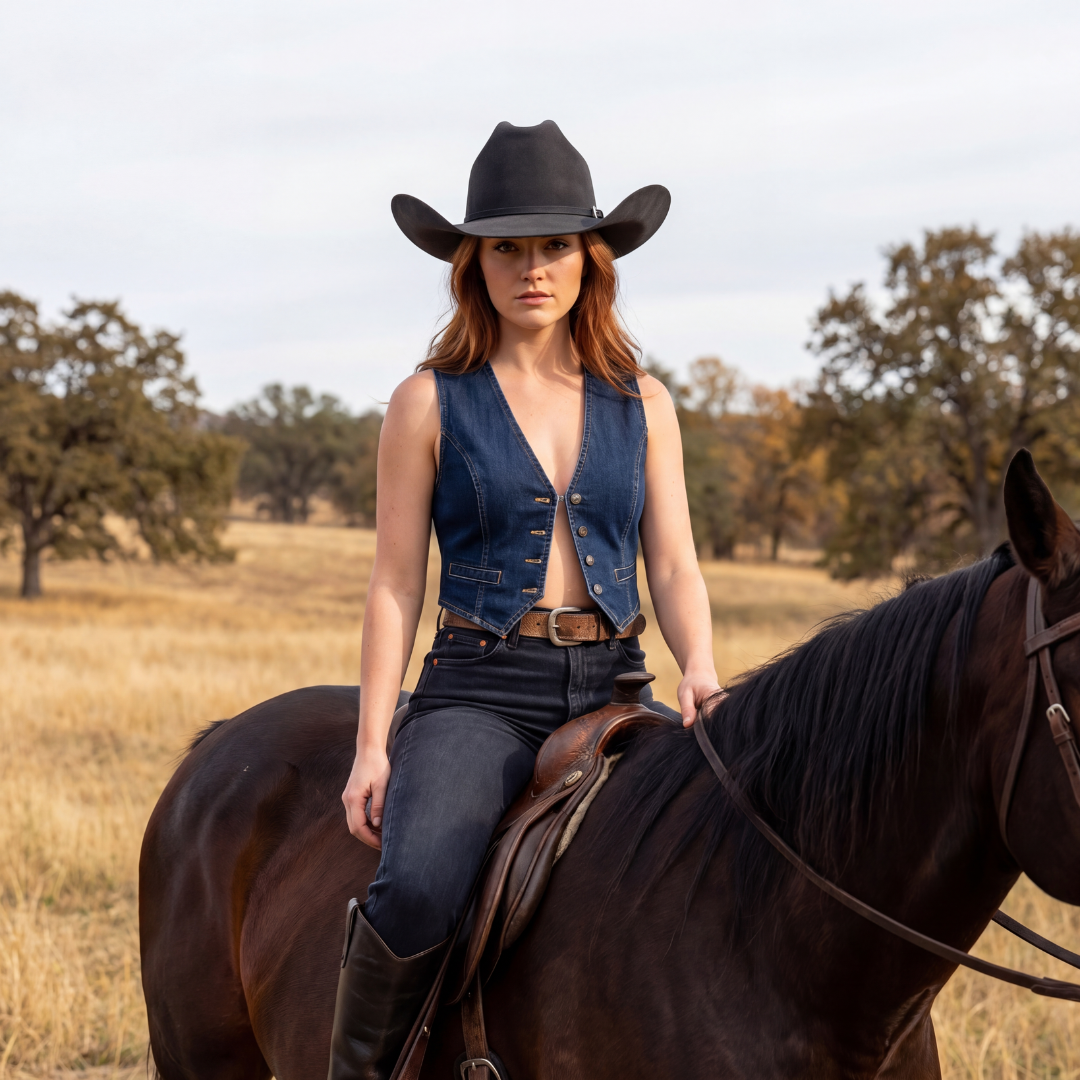 Black Felt Western Cowboy Hat Yellowstone Style